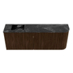 Mondiaz JOYA-DLUX Meuble de salle de bains 111.6cm - arrondi droit couleur Walnut - Vasque FAYE position Gauche Sans trou de robinet couleur Lava SW1422492
