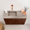 Mondiaz JOYA-DLUX 60cm toiletmeubel - kleur Ruby - Wastafel FAYE positie Links Zonder kraangat kleur Oza. SW1425501