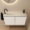 MONDIAZ TURE-DLUX Meuble toilette - 80cm - Talc - EDEN - vasque Ostra - position gauche - 1 trou de robinet SW1104670