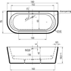 Xenz Charley duobad - 180x80cm - waste inox - acryl edelweiss SW380442
