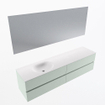 Mondiaz Vica ensemble de meuble de salle de bain - 190cm - meuble sous lavabo greey - 4 tiroirs - lavabo moon gauche - 1 trou de robinet - couleur talc - miroir LED - version XL 60cm de haut SW1092111