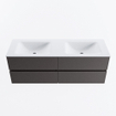 MONDIAZ VICA Badkamermeubelset - 140cm - onderkast dark grey - 4 lades - wastafel cloud dubbel - 2 kraangaten - 60cm hoge versie - talc SW1084604