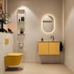 MONDIAZ TURE-DLUX Meuble toilette - 80cm - Ocher - EDEN - vasque Ostra - position centrale - 1 trou de robinet SW1104943