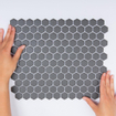 La Mosaic Factory London carreau mosaïque - 26x30cm - carrelage mural et de sol - Hexagone/Hexagone - Porcelaine Gris Foncé Mat SW62254