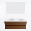 Mondiaz VICA ensemble de meuble de salle de bain - 120cm - meuble sous-vasque repos - 2 tiroirs - lavabo denia double - 2 trous de robinet - couleur Blanc Brillant - miroir LED - version XL 60cm de haut SW1091987