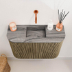 Mondiaz JOYA-DLUX 63.2cm meuble de toilette - arrondis gauche et droite couleur Dusk - Vasque FAYE position Milieu Sans trou de robinet couleur Sombra. SW1426174