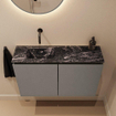 MONDIAZ TURE-DLUX Meuble toilette - 80cm - Smoke - EDEN - vasque Lava - position gauche - sans trou de robinet SW1104070