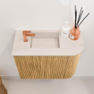 Mondiaz JOYA-DLUX 51.6cm toiletmeubel - ronding rechts kleur Oak - Wastafel FAYE positie Links 1 kraangat kleur Meli. SW1423962