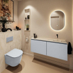 MONDIAZ TURE-DLUX meuble WC 120 cm Clay. Lavabo EDEN Ostra position droite. Sans trou de robinet. SW1104775