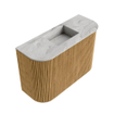 Mondiaz JOYA-DLUX 63.2cm toiletmeubel - ronding links en rechts kleur Oak - Wastafel FAYE positie Midden Zonder kraangat kleur Glace. SW1422032