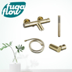 FugaFlow Eccelente Sobrado Badkamer Thermostatische badkraan met staafhanddouche, handdouchehouder en gladde doucheslang Geborsteld Messing PVD SW1124163
