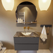 Mondiaz VICA-DLUX ensemble de meuble de salle de bain - 80cm - meuble sous-vasque gris foncé - 2 tiroirs - lavabo encastré nuage milieu - sans trous de robinet - miroir modèle spot - version XL 60cm haut - lave SW1098063