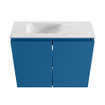 MONDIAZ TURE-DLUX Meuble toilette - 60cm - Jeans - EDEN - vasque Opalo - position gauche - sans trou de robinet SW1104367