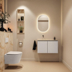 MONDIAZ TURE-DLUX Meuble de toilettes 80 cm Linen. EDEN lavabo Frappe position gauche. Sans trou de robinet. SW1102843