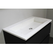 Basic Bella Meuble salle de bains avec lavabo acrylique Blanc 80x55x46cm sans trous de robinet avec miroir et éclairage Noir mat SW491784
