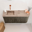 Mondiaz JOYA-DLUX 81.6cm toiletmeubel - ronding rechts kleur Shadow - Wastafel FAYE positie Links Zonder kraangat kleur Arena. SW1424827