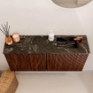 Mondiaz JOYA-DLUX 90cm toiletmeubel - kleur Ruby - Wastafel FAYE positie Rechts 1 kraangat kleur Lava. SW1423616