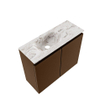 MONDIAZ TURE-DLUX Meuble toilette - 60cm - Rust - EDEN - vasque Glace - position gauche - sans trou de robinet SW1103496