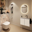 MONDIAZ TURE-DLUX Meuble toilette - 60cm - Talc - EDEN - vasque Glace - position centrale - 1 trou de robinet SW1103087