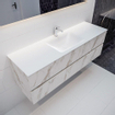 Mondiaz VICA ensemble de meuble de salle de bain - 150cm - meuble sous-vasque carrara - 2 tiroirs - lavabo cloud milieu - 1 trou de robinet - miroir LED - version XL 60cm haut SW1097613