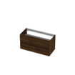INK Wastafelonderkast - 100x45x52cm - 2 lades - greeploos - met houten keerlijst - MFC - Koper eiken SW352521