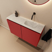MONDIAZ TURE-DLUX Meuble toilette - 80cm - Fire - EDEN - vasque Opalo - position droite - sans trou de robinet SW1104312