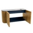 Mondiaz JOYA-DLUX 81.6cm toiletmeubel - ronding links kleur Oak - Wastafel FAYE positie Rechts Zonder kraangat kleur Glace. SW1422002