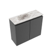 MONDIAZ TURE-DLUX Meuble toilette - 60cm - Dark Grey - EDEN - vasque Glace - position gauche - sans trou de robinet SW1103210