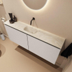 MONDIAZ TURE-DLUX Meuble toilette - 120cm - Linen - EDEN - vasque Ostra - position centrale - sans trou de robinet SW1104949