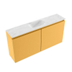 MONDIAZ TURE-DLUX Meuble toilette - 100cm - Ocher - EDEN - vasque Opalo - position centrale - sans trou de robinet SW1104452