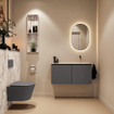 MONDIAZ TURE-DLUX Meuble toilette - 100cm - Dark Grey - EDEN - vasque Glace - position droite - sans trou de robinet SW1103234