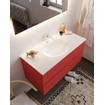 Mondiaz VICA ensemble de meuble de salle de bain - 100cm - meuble sous-vasque fire - 2 tiroirs - lavabo moon milieu - 1 trou de robinet - miroir LED - version XL 60cm haut SW1097946