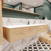 ENSEMBLE DE MEUBLE MONDIAZ LUSH - 180 cm - 2 tiroirs - lavabo cloud - vasque à droite - 1 trou de robinet - chêne blanchi SW409356