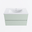 Mondiaz VICA Ensemble de meuble de salle de bain - 80cm - meuble sous-vasque greey - 2 tiroirs - lavabo denia milieu - 1 trou de robinet - version haute de 60cm - blanc brillant SW1080290