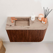 Mondiaz JOYA-DLUX Meuble de toilette 61,6cm - arrondi droit couleur Ruby - Vasque FAYE position Gauche 1 trou de robinet couleur Arena SW1425288