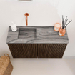 Mondiaz JOYA-DLUX 70cm meuble de salle de bains - couleur Walnut - Vasque FAYE position Gauche Sans trou de robinet couleur Sombra. SW1424720