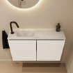 MONDIAZ TURE-DLUX Meuble de toilettes 80cm Talc. EDEN lavabo Opalo position gauche. Avec 1 trou de robinet. SW1104174