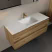 Mondiaz AIVY Ensemble de meuble - 120x45x50cm - 1 trou de robinet - 1 vasque Talc Solid surface - Centre - 2 tiroirs - avec miroir - Melamine Chai SW892472