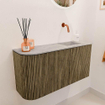 Mondiaz JOYA-DLUX 81.6cm meuble de salle de bains - arrondi gauche couleur Dusk - Vasque FAYE position Droite Sans trou de robinet couleur Glace. SW1423162