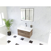 HR badmeubelen Matrix 3D ensemble meuble de salle de bains 80cm 1 tiroir sans poignée avec profil de préhension en couleur Charleston avec lavabo kube 1 trou de robinet blanc SW857051