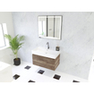 HR Matrix ensemble meuble de salle de bain 3d 80cm 1 tiroir sans poignée avec bandeau couleur charleston avec vasque kube 1 trou robinet blanc SW857051