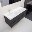 MONDIAZ VICA Ensemble de meuble salle de bain - 120cm - 2 tiroirs - lavabo Cloud gauche - 1 trou de robinet - solid surface gris foncé SW409782