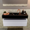 Mondiaz ANDOR Meuble lave-mains 100x30x30cm avec 1 trou de robinet 1 tiroir Cale mat Lavabo Lex Centre Solid Surface Noir SW474717