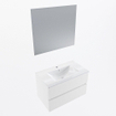 Mondiaz VICA ensemble de meuble de salle de bain - 80cm - meuble sous-vasque talc - 2 tiroirs - lavabo denia milieu - 1 trou de robinet - couleur Blanc Brillant - miroir LED - version XL 60cm haut SW1091908