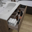 Adema Chaci Ensemble de meuble - 80x46x57cm - 1 vasque ovale en céramique blanche - 1 trou de robinet - 2 tiroirs - armoire de toilette - Noyer SW826885