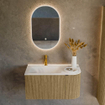 Mondiaz KURVE Ensemble de meuble salle de bain - 85x46x40cm - 1 tiroir - 1 porte - lavabo en solid surface - gauche - 1 trou de robinet - Dusk SW1414751
