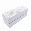 MONDIAZ VICA-DLUX Ensemble meuble de salle de bains - 130cm - meuble bas Cale - 2 tiroirs - lavabo encastré Cloud à gauche - 1 trou de robinet - version haute 60cm - Glace SW1088351