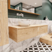 Mondiaz LUSH Meuble salle de bains avec 2 tiriors lavabo BARCO 150x30x45cm Gauche sans trou de robinet Washed oak SW409580