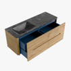 Mondiaz CIRO-DLUX Ensemble de meubles de salle de bains - 130x45x50cm - vasque solid surface Lava - 1 lavabo à gauche - 1 trou de robinet - 4 tiroirs - Chêne SW1531111
