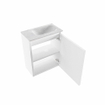 MONDIAZ TURE-DLUX Meuble toilette - 40cm - Talc - EDEN - vasque Opalo - position droite - sans trou de robinet SW1104121